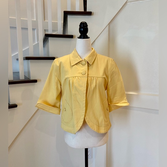 Yellow Cropped Denim Jacket - Picture 4 of 12